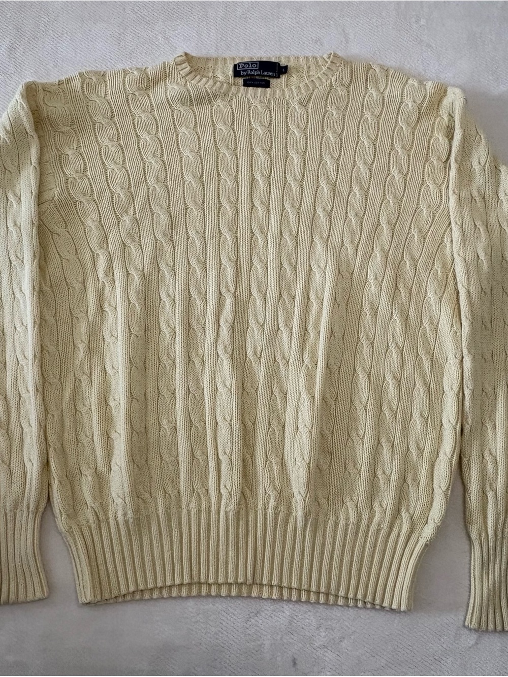 Polo by Ralph Lauren Cream Cable-Knit Crewneck Sweater 100% cotton